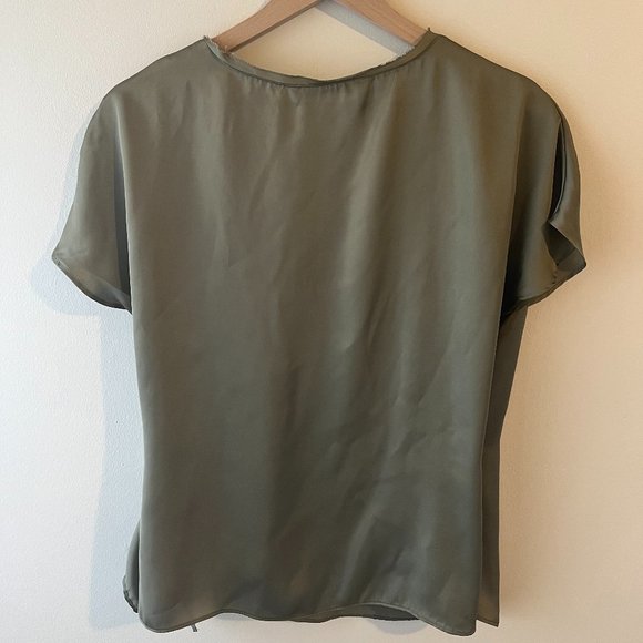 Zara Basics Olive Green Wrap Top with Tortoiseshell Detail - Picture 4 of 4